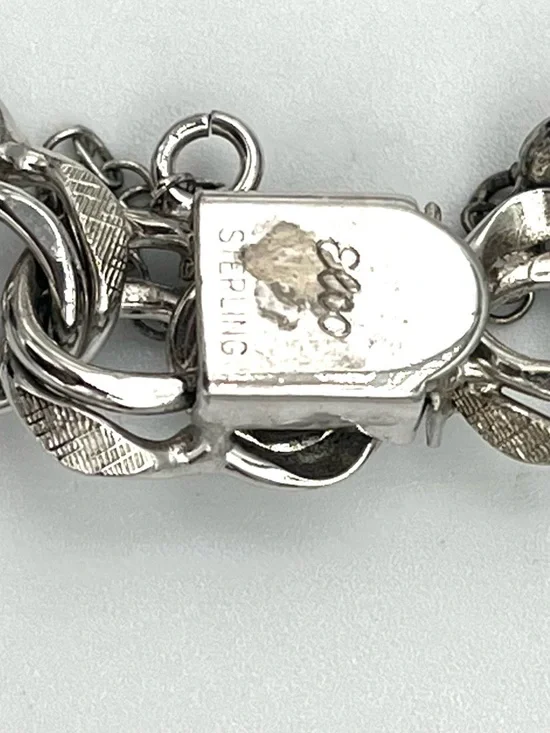 Elco Chunky Sterling Silver Link Bracelet w Safety Chain 925- 7” - Picture 6 of 6
